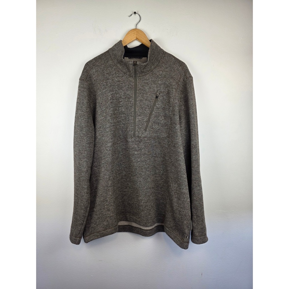Toad&Co Mens Pullover 1/4‎ Zip Sweater Knit Brown Heather Casual Top XL